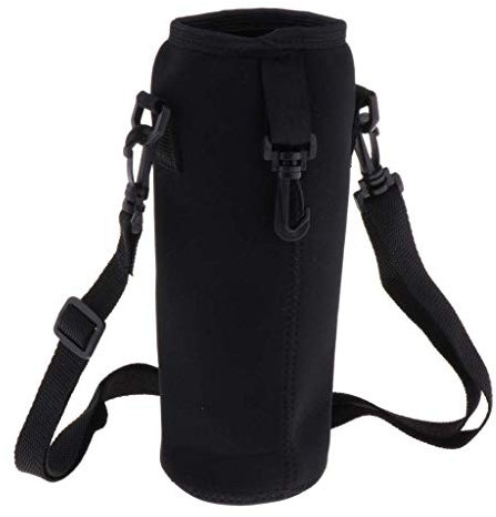 ROSETOR Sac de transport isotherme pour bouteille d'eau avec bandoulière (1 L, noir)