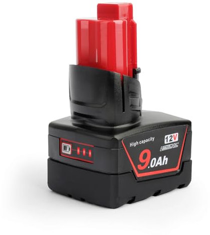QUPERR 12V 9.0Ah Battery Compatible with Milwaukee M12 XC Cordless Tools M12FCOT-0 M12JS-0 C12MT-0 C12RT-0 C12HZ-0 M12SL-0 M12TLED-0 C12PN-0 M12CD-202C M12SI-0 M12bsd-0