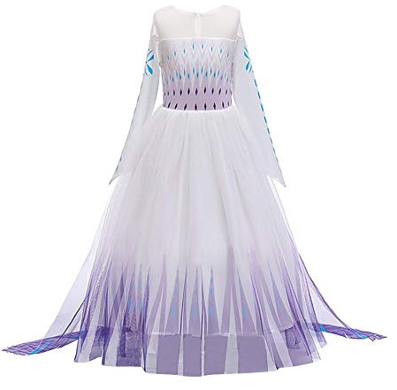 IWEMEK Robe princesse Elsa 2 pour fille - Costume de reine des neiges et neige - Robe en tulle flocon de neige pour enfants - Costume de cosplay, d'anniversaire, Halloween, Noël, carnaval B, violet 2