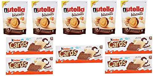 Testpaket Ferrero Nutella Biscuits ( 5 x 304g ) - Kinder Cards ( 5 x 128g ) gefüllte Kekse 10 Stücke biscuits cookies Italienische Kekse