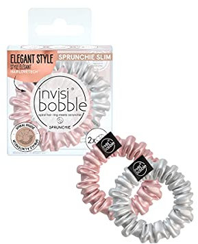 invisibobble Sprunchie Rosa Chrome I 2x Stoff Haargummis Rosa Silber für Mädchen & Damen I kein verknoten, starker Halt, haarschonend I Scrunchie Haargummi designed im Herzen Münchens