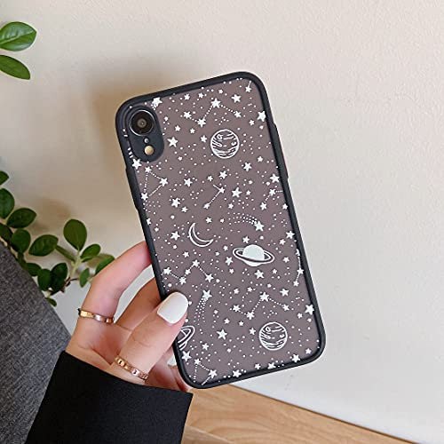 ZTOFERA Compatible with iPhone XR Case, Planet Sky Star Space Pattern Protective Phone Case Frosted Hard PC Back Silicone Bumper Shockproof Cover for iPhone XR, White Sky