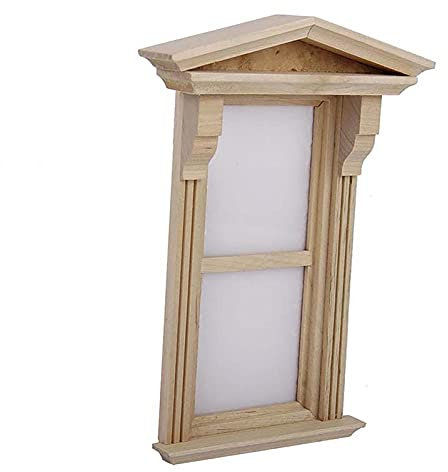 Modello di finestra non verniciato accessorio per mobili in scala 1/12 mini modello di finestra di simulazione per scena puntelli - colore in legno