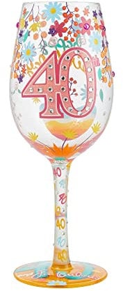 Enesco Lolita Happy 40th Birthday Wine Glass Drinking Glasses