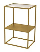 ZXFDM Table d'Appoint Étroite en Fer Forgé, Tables Basses en Verre Compactes Tables Hautes Présentoir Unité d'angle Table de Chevet Double Couche Élégante Chambre à Coucher, Salle de Bains, Salon
