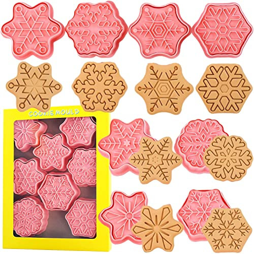 Schneeflocken-Ausstecher-Set, 8-teiliges Kunststoff-Schneeflocken-Ausstecher-Schneeflocken-Ausstecher zum Backen