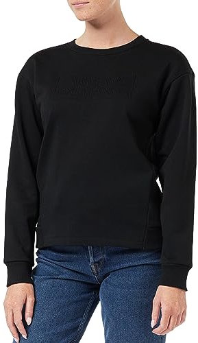 Armani Exchange Damen French Terry Embossed Logo Pullover Sweatshirt, Schwarz, M EU