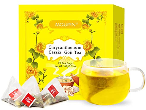 MQUPIN Chrysanthemum Cassia Seed Tea Bags 3.6oz (0.18oz×20bags), Herbal Tea, Combination Health Tea Bags with Chrysanthemum, Cassia, Wolfberry, Osmanthus, Honeysuckle