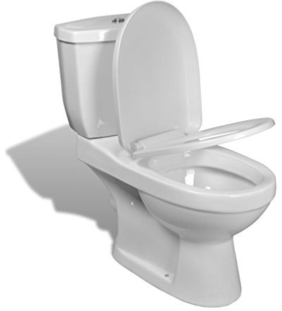 Tidyard Toilette mit Spülkasten, Stand-Toilette,Bodenstehende Toilette,Stand WC Komplett Set,Toilettenbecken Stehend mit Spülkasten,Stand-WC Toilettensitz WC-Schüsseln,Soft-Close-Sitz, Weiß