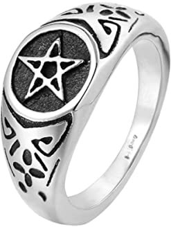 YAHOYA Punk Goth Hexagramm Ringe für Frauen Männer Hip Hop Schmuck Mode 316L Edelstahl Eheringe