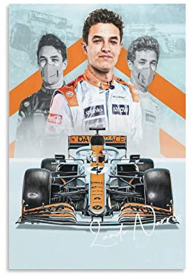 GKEVER Foto Auf Leinwand Lando Norris Poster Canvas Wall Art Room Pictures for Bedroom Gifts Decor 30x50cm Senza Cornice