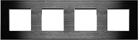 Luxus-Time Wippschalter Lichtschalter Steckdosen Aluminium Rahmen Unterputzdose UP Schuko Wipp Wandschalter Einbau Kippschalter Schwarz (4-Fach Rahmen Aluminium)