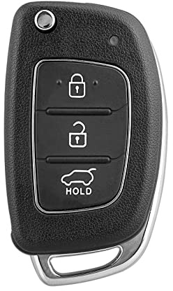 MACHSWON 3 Buttons Flip Folding Uncut Key Shell Remote Control Fob Clicker Case Replacement Black for Hyundai- Santa Fe 2013 2015