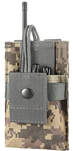 FRTKK Tactical Radio Holder Radio Holster Molle Radio Pouch Universal Radio Case Military Heavy Duty Radio Bag for Police Firefighter Two Ways Walkie Talkies Vest (ACU-large)