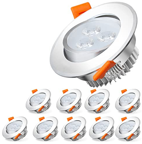 Cecaylie 10x LED Einbaustrahler 230V/3W, Einbau-Spots Schwenkbar, 3200K Warmweiß Einbauleuchten LED Deckenspot, Deckenstrahler 245LM, Einbauspot Spot für den Wohnbereich & Bad