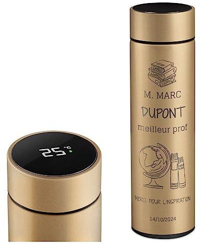 Maverton Mug de voyage personnalisable pour homme - 450ml Tasse à café Isotherme pour lui - Mug original pour papa - avec prénom - pour prof - pour anniversaire - gravé - Prof