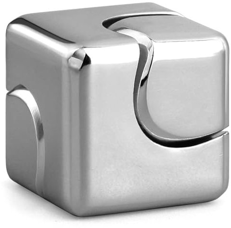 Infinity Fidget Cube Spinner Toy, Metal Sensory Hand Fidget Focus Toy 2 in 1 Figner Spin Puzzle Block, Cool Mini Gadget Stuff for Party Bag Fillers Goodie Bag Stuffers(Sliver)
