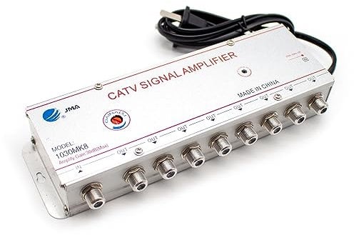 Toplionace Amplificatore di Segnale CATV 220V, Amplificatore di Segnale TV via Cavo Digitale Analogico 1-in 8-out 30DB, 1030MK8