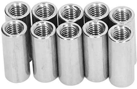 Tissting 10 Pezzi Manicotti Filettati Rotondi M8 X 1,25 Filettatura Femmina 16 mm OD 45 mm Acciaio Inossidabile Dadi di Accoppiamento Tondi per Fissaggio