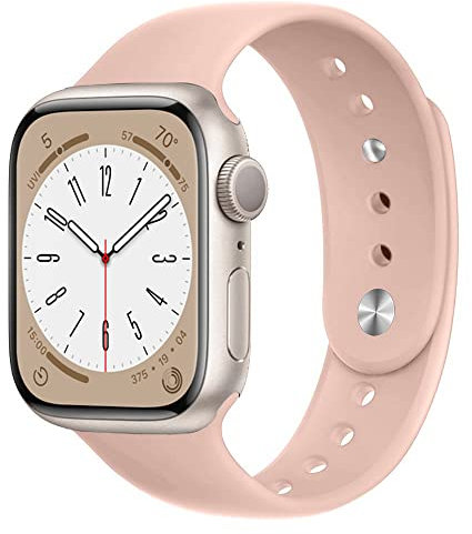 Cinturino per Apple Watch 44 mm 40mm 45mm 41 mm 42 mm 38mm iWatch serie 8 7 6 5 4 3 se 44mm 45 mm Uomo/Donna,Morbida Sport Silicone Cinturini Apple watch Ultra 49mm Band,Sabbia rosa