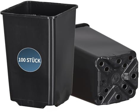 Tymar Anzuchttöpfe hoch, 100 Stück, 11x11x15,5, Tiefwurzlern, Pflanzentöpfe für Aussaat, für Sämlinge oder Stecklinge, Pikiertöpfe, tief Blumentopf, Kunststoff