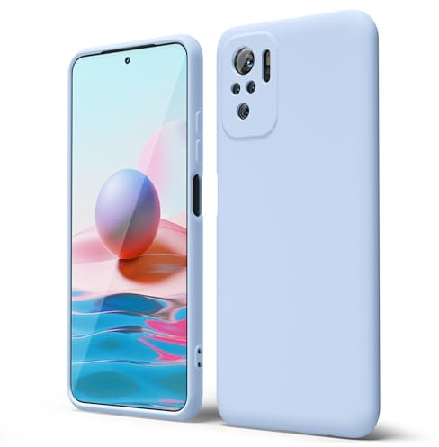oakxco für Xiaomi Redmi Note 10 4G/ Note 10S Hülle Silikon Case, Dünn Gummi Gel Original Farbig Schutz Handyhülle, Weich Slim Matt Leicht TPU Stoßfest Kameraschutz Schutzhülle Schale, Hellblau