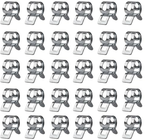 Leliafleury 30 Pcs 8mm Spring Hose Clamps Spring Band Clamps Pipe Clips Fuel Line Hose Clips for Water Pipe Air Tube Fastener