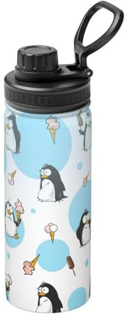 Mehrzweck-Sport-Thermoskanne aus Edelstahl, Motiv: niedliche Pinguine, ideal für Outdoor, Sport, Pendeln und Camping