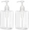 280ml (9.5oz) Pump Bottle Dispenser Jansburg 2 Pack Refillable Flat Square Plastic Lotion Dispenser Leakproof Empty Lotion Pump Bottle for Essential Oil Soap Lotion Shampoo Clear