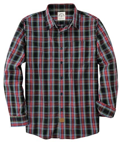 Dubinik® Chemise Homme Casual Poche Leger Doux Regular Bouton Classiques Carreaux Manches Longues Rouge Noir 052 L