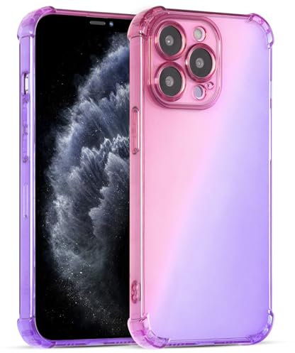 Xylota Coque pour iPhone 11 Pro 5.8 '', Transparent Housse Etui Silicone TPU Souple Aesthetic Étui, Antichoc Anti-Rayures Élégant Coloré Protection Caméra Bumper Case pour iPhone 11 Pro, Rose/Violet
