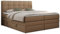 MKS MEBLE King Boxspringbett Braun 140x200, Polsterbett 140x200 mit Bettkasten, Bett 140x200 mit Multipocket-Matratze H4, Boxspringbett 140x200 mit Kopfteil und Topper - H4 Braun Kunstleder - Luka