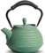 MILVBUSISS Kleine Gusseiserne Teekanne, 650ml Teekessel für den Herd geeignet mit Sieb für losen Tee & Kaffee, japanische Teekanne mit emailliertem Innenbeschichtung, Silikongriff, 22oz Grün.