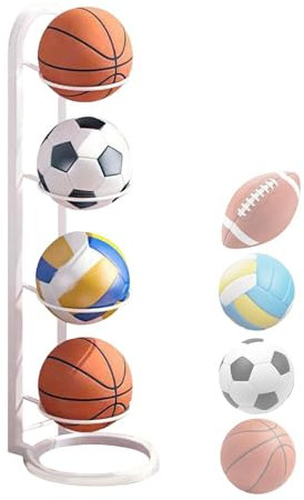 Soporte Balon Futbol, Almacenamiento Vertical de Pelotas, Estante de Almacenamiento portátil, Estante de Bolas de 4 Niveles, Estante de almacenamiento de pelotas para Baloncesto, Fútbol Y Voleibol