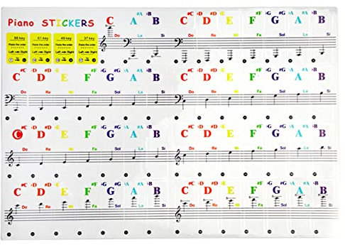 Piano Key Label Removable Piano Notes Guide Key Labels Piano Sticker 88/61/49 Keys Piano Keyboard Stickers for Beginner Piano Keyboard Stickers for Keyboard Removable Piano Note Stickers 88 Keys 61