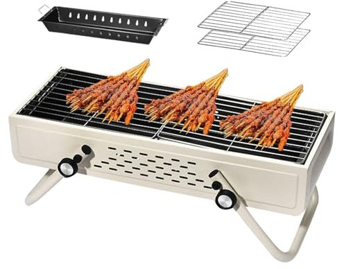 Monozoz Barbecue a carbonella per barbecue a carbonella, in legno, senza fumo, barbecue a carbonella, portatile, grande griglia a carbonella con grande superficie per cucinare all'aperto, barbecue,