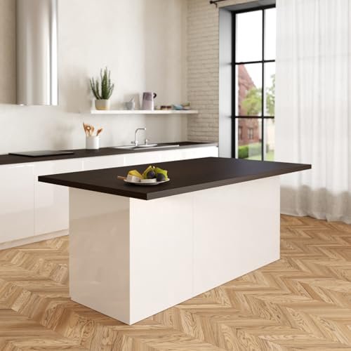 VE.CA – Isla de cocina Erika con superficie de trabajo, 120 x 170 x 85 cm, fabricado en Italia, mueble de cocina moderno, aparador con 3 puertas, ideal como mesa de comedor, wengué