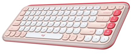 Logitech POP ICON Keys Wireless Bluetooth Keyboard, Comfortable Typing, Programmable Keys, Easy-Switch Between up to 3 Devices, for Laptop, Tablet, PC – Rose and Off-White