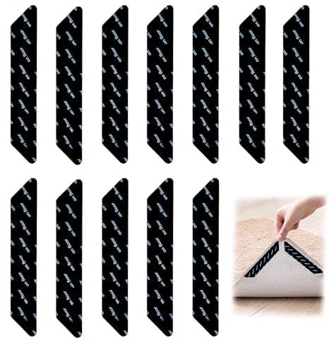 YTSMFL 12 Pcs Rug Gripper, Washable & Reusable Rugs Gripper Anti Slip Rug Grippers for Laminate Multi Purpose Washable Carpet Tape Grippers For All Kinds Of Rugs Carpet