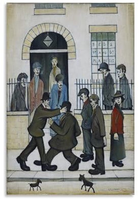 GOORAL L. S. Lowry Malerwerk A Fight Poster auf Leinwand, Wandkunstdruck, Foto, Bild, Gemälde, Raumdekoration, Heimdekoration, 50 x 75 cm