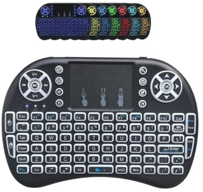Portable i8 BT&Mini 2.4G Wireless Keyboard with 7 Colors Backlitght, Multimedia Keys, Touchpad Mouse Combo for Android TV Box HK1 T95 TX3 Projector HTPC Tablet PS3 PC Mac Linux Windows OS:i8-BT-7C