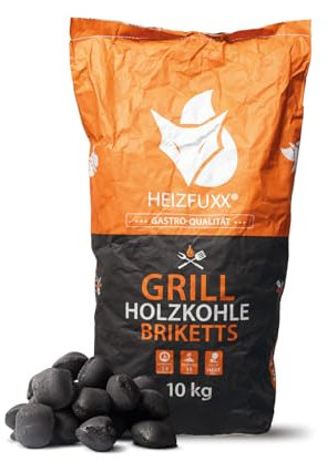 HEIZFUXX Grillholzkohlebriketts 10kg 1 Paket - Grillbriketts Grillkohle Grillholzkohle Kohle Hartholz BBQ Gastro Restaurant Smoker Dutch Oven Steakhouse Profi Premium Qualität Paligo