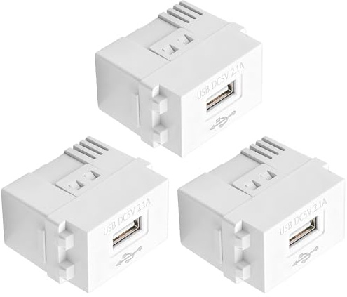 3 Stück USB Stromversorgungsmodul 220V-Steckdose auf 5V-Transformator, 2.1A Ladeadapter Unterputz Netzteil, USB-Ladesteckdose Schaltadapter für Smartphones Tablet Geräte