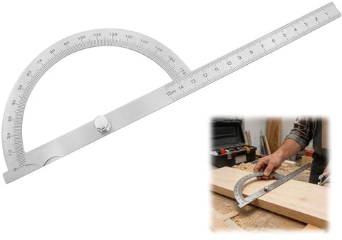 Winkelmesser, Winkelmesser Metall 0-180° mit Feststellschraube Universal Edelstahl Goniometer für Tischler, Schule, DIY, Malerei & Zeichnen (150 mm)