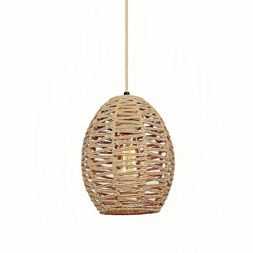CHUNGYANG Lampadario in Corda di Canapa in Stile Americano, Illuminazione A Sospensione per Bar E Ristoranti retrò, Paralume in Corda di Canapa Intrecciata A Mano, Lampade A Sospensione per Soffitto