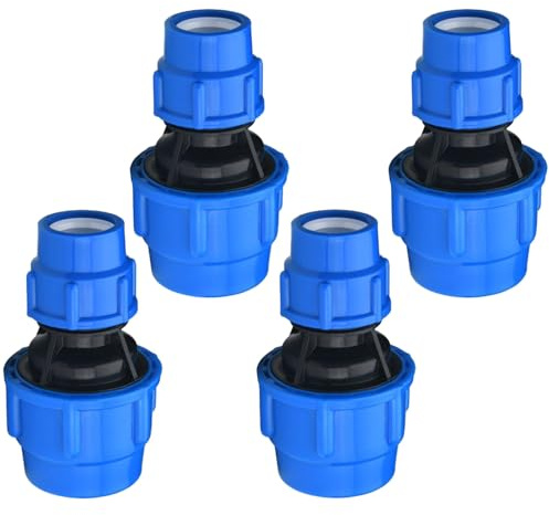 4 Pezzi di Raccordo ridotto da 32 mm a 25 mm, BetterJonny Raccordo a Vite in PP per Tubo Raccordi in PE Raccordo Plastica PP Frizion Raccordo Dritto Ridotto 32-25 mm
