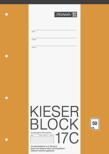 5er Pack Brunnen 17C A4 Kieserblock liniert 50 Blatt