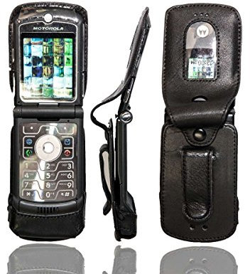 caseroxx Ledertasche mit Gürtelclip für Motorola RAZR V3m V3c in schwarz – robuste Handy-Tasche mit Sichtfenster & Gürtelclip aus Echtleder, ideal für Beruf, Freizeit, Outdoor & sicheren Transport