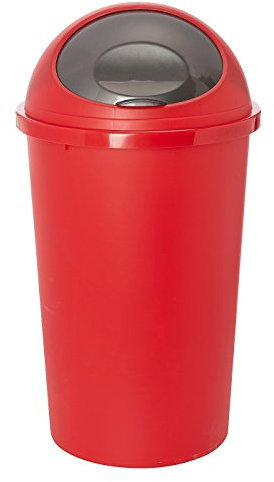 HomeTrends Modern Bullet Bin with Lid - 45 Liter, Red Plastic Kitchen Bin