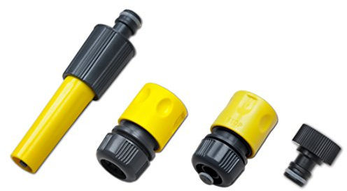 4 tlg. Gartenbrause-Set 1/2 gelb Schlauchverbinder Schlauchkupplung Schlauchverbindung Hahnanschluss